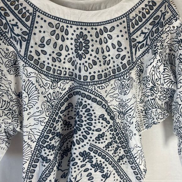 Anthropologie Maeve Ester NWT White/Blue Eyelet Top Sz XS - Picture 5 of 10